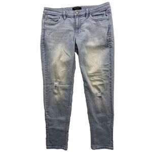 White House Black Market Womens Jeans Sz 8 (33x28) Blue Girlfriend‎ Distressed